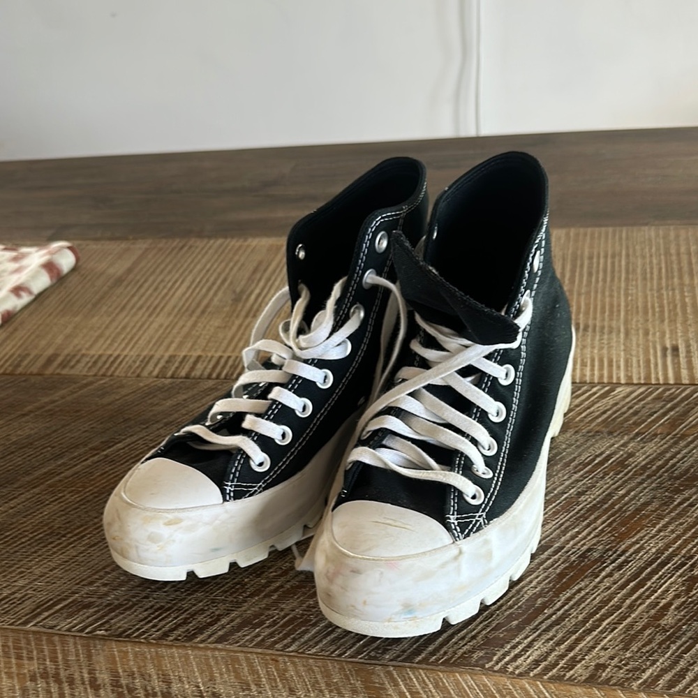 Converse Black and White High-Top Sneakers with Platform Sole